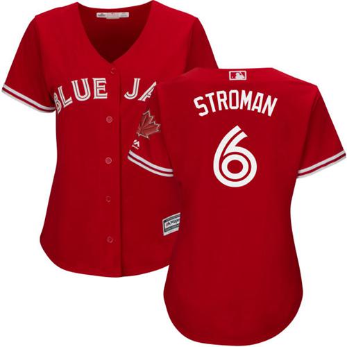 Blue Jays #6 Marcus Stroman Red Women's Canada Day Stitched MLB Jersey - Click Image to Close